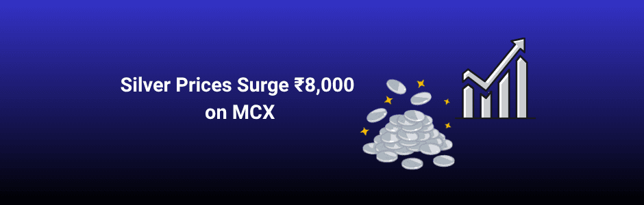 Silver price surge chart showing sharp upward movement on MCX