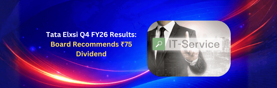 Tata Elxsi Q4 FY26 results infographic showing ₹993.8 crore revenue, ₹75 dividend, and 24.6% EBITDA margin