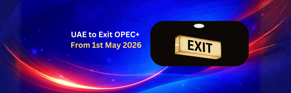 UAE flag with oil barrels and OPEC logo illustrating the UAE’s exit from OPEC+