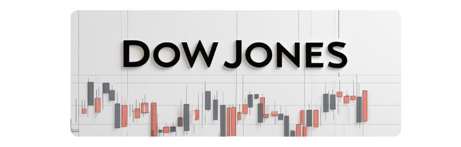 Dow Jones Industrial Average ticker display showing stock market data and index movement
