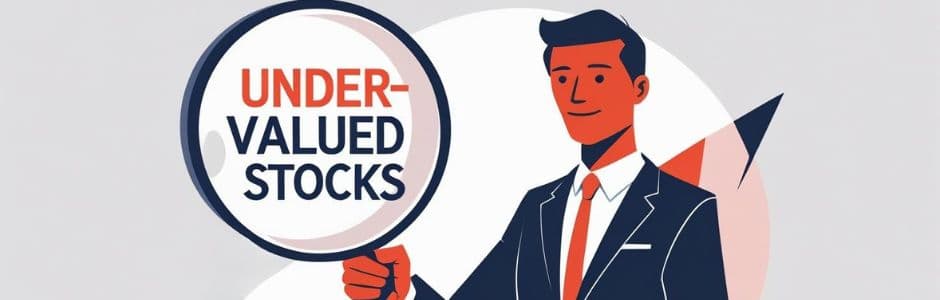 Investor analysing undervalued stocks on laptop with stock charts and notes on table