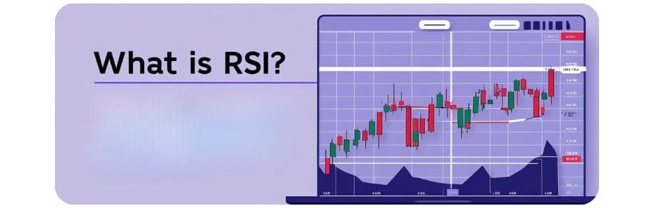 Stock chart showing RSI indicator below candlesticks, visual of overbought and oversold levels in trading