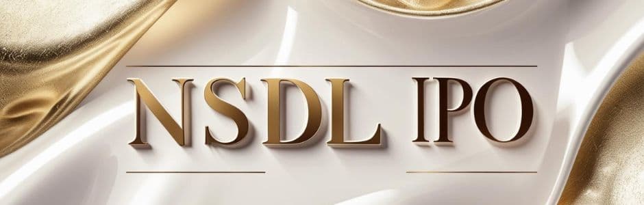 Illustration of NSDL IPO launch with stock market and financial data in background