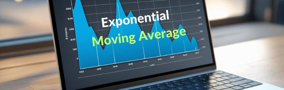 Stock market chart with price line and EMA overlay, showing how the EMA quickly responds to recent price changes