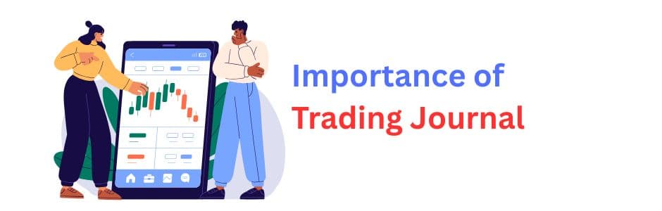 Trader analyzing trading journal notes on a laptop with stock charts displayed, emphasizing disciplined trading practices