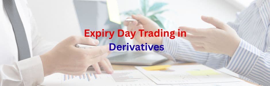 Traders analyzing derivatives charts and option chain data on expiry day, highlighting market volatility and settlement activity.