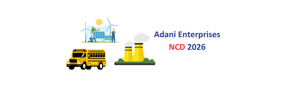 Adani Enterprises January 2026 NCD issue graphic showing coupon rates across 24 to 60 month series with AA– credit rating badges