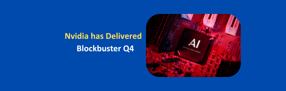 Nvidia CEO presenting Q4 FY26 earnings slide showing record 68.1 billion dollar quarterly revenue