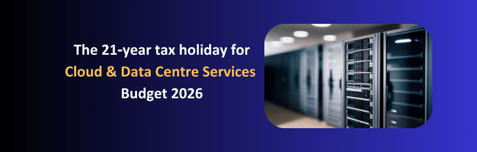 nvestor reviewing Budget 2026 data centre tax holiday benefits on a laptop with Google/Microsoft logos