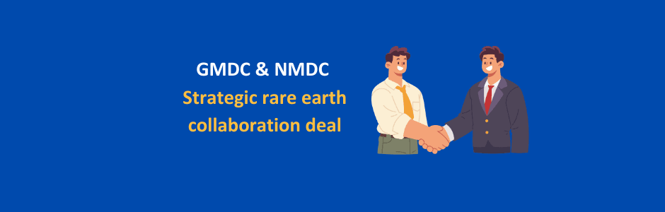 GMDC NMDC logos handshake graphic representing rare earth MoU at Ambadungar deposit