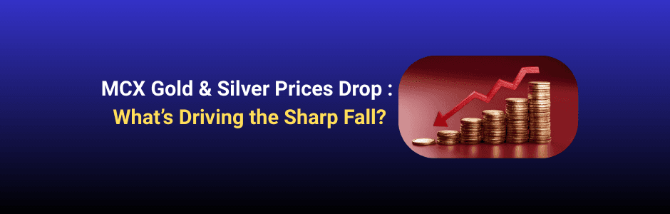 MCX gold price fall chart with downward trend and US dollar impact