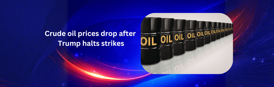 Brent crude price chart showing a sharp drop below $100 per barrel after Trump paused strikes on Iran