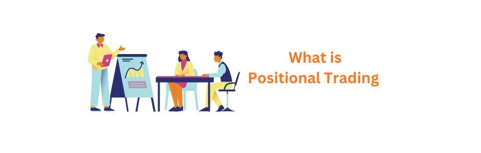 Trader analyzing long-term stock trends for positional trading with laptop and charts