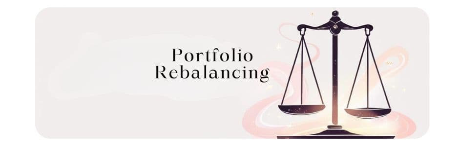 Visual representation of portfolio rebalancing with equity and debt baskets on a balance scale, showing investment adjustment concept