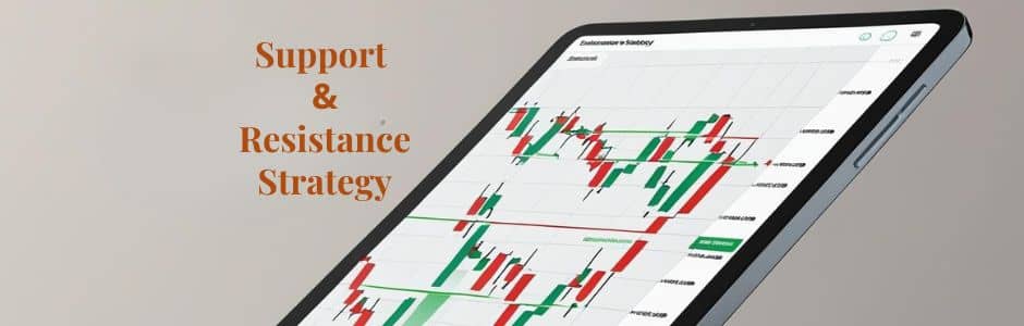 Stock market chart with support and resistance levels drawn, illustrating S&R trading strategy in action