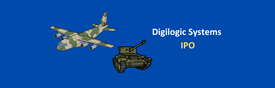 Investor checking Digilogic Systems IPO dates, lot size 2400 shares and ROE 34.57 percent on a mobile trading app