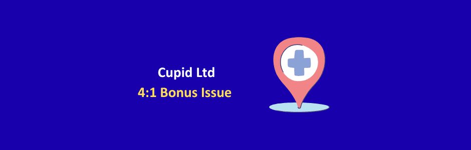 Retail investor checking Cupid Limited 4:1 bonus announcement and record date on a stock market app