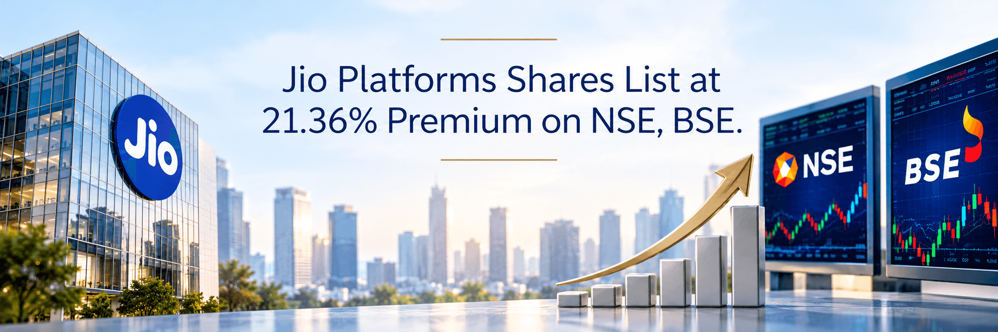Jio Platforms Shares List at 21.36% Premium on NSE, BSE