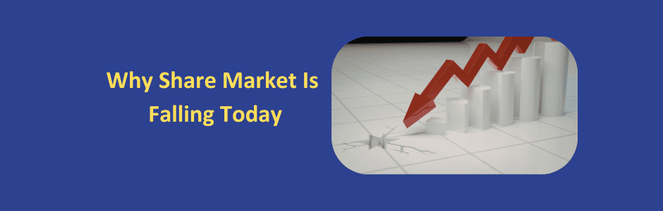 Red candlestick stock chart showing Sensex and Nifty falling sharply during today’s trading session