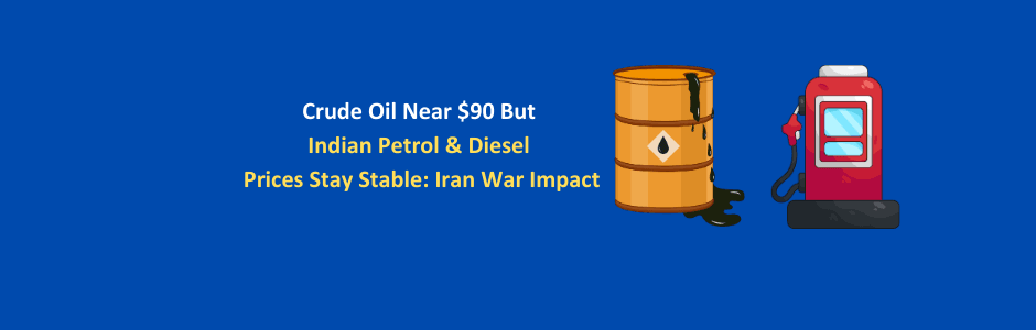 Crude oil tanker sailing near Strait of Hormuz with price label around $90 per barrel amid Middle East tensions