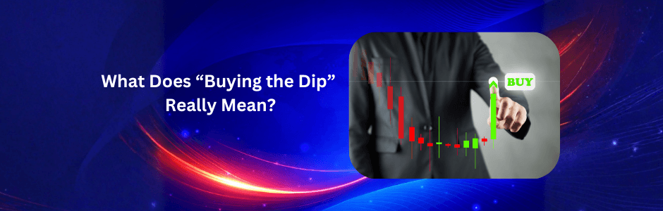 buying the dip concept showing stock price fall and recovery chart