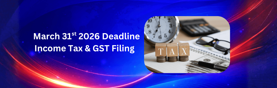 March 31 2026 tax deadline calendar highlighting 80C investments and GST filing