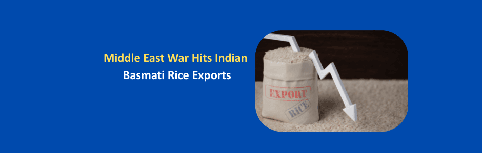 Stacks of basmati rice bags piled at Mundra/Kandla ports stranded by Middle East war